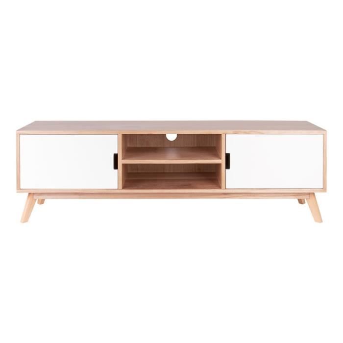 Meuble TV Snap Bois/Blanc 150 cm Blanc,Naturel