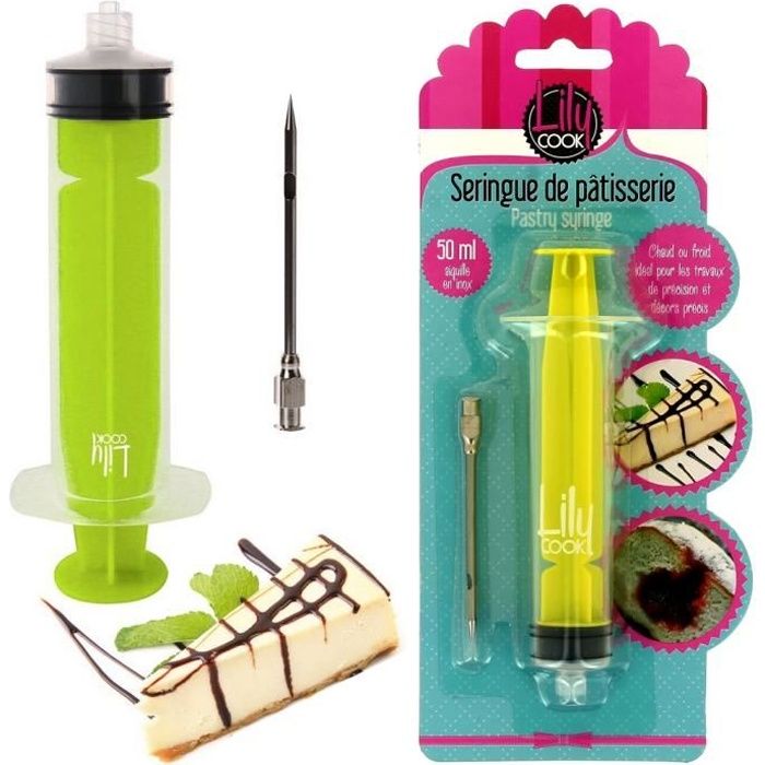 Seringue A Pâtisserie Lilly Cook Aiguille Inox Pour Préparation Décor Gâteau Vert.