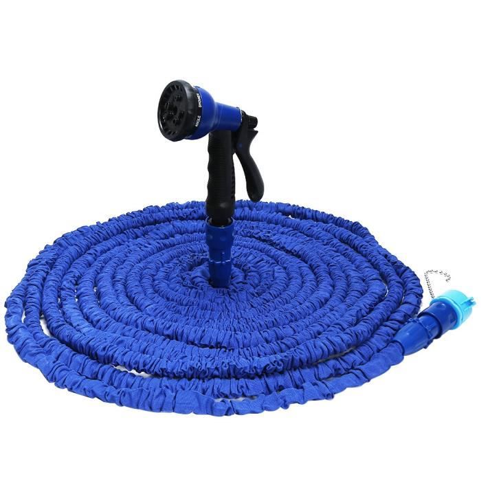 Blue 25FT DAMIGRAM Extensible Tuyau Darrosage Darrosage Extensible Jusqu/à 3 Fois R/étractable Tuyau Darrosage Souple L/éger 9 Fonction Pistolet Haute Pression