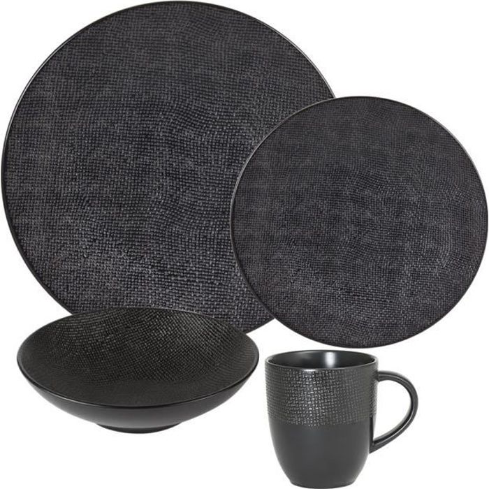 Service d'assiettes et ses mugs Vesuvio noir - Table Passion Noir