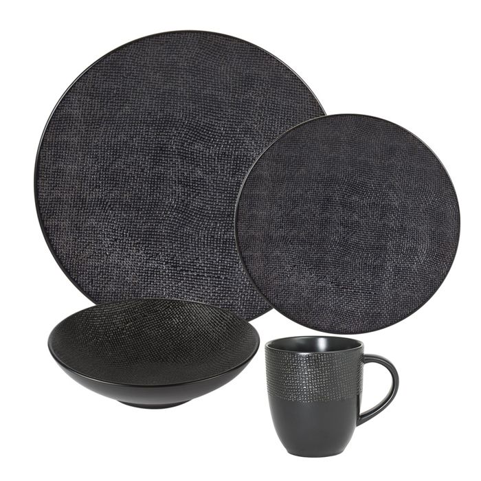 Service d'assiettes et ses mugs Vesuvio noir - Table Passion Noir