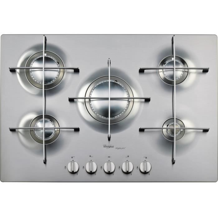 Whirlpool AKT 799-IXL, Intégré, Cuisinière à gaz, Acier inoxydable, Acier inoxydable, Rotatif, En haut devant