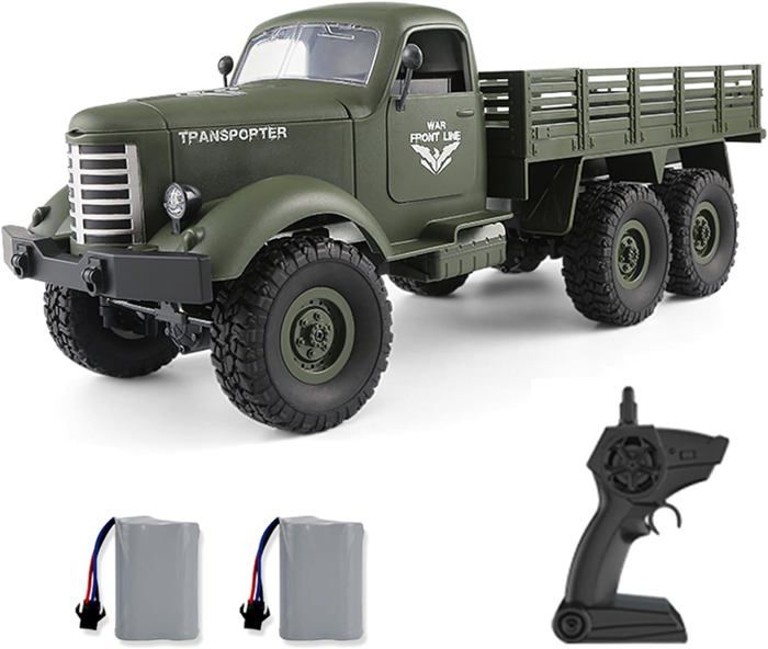 Voiture Télécommandée, Camion Militaire Télécommandé à Six Roues Motrices avec Lumières LED