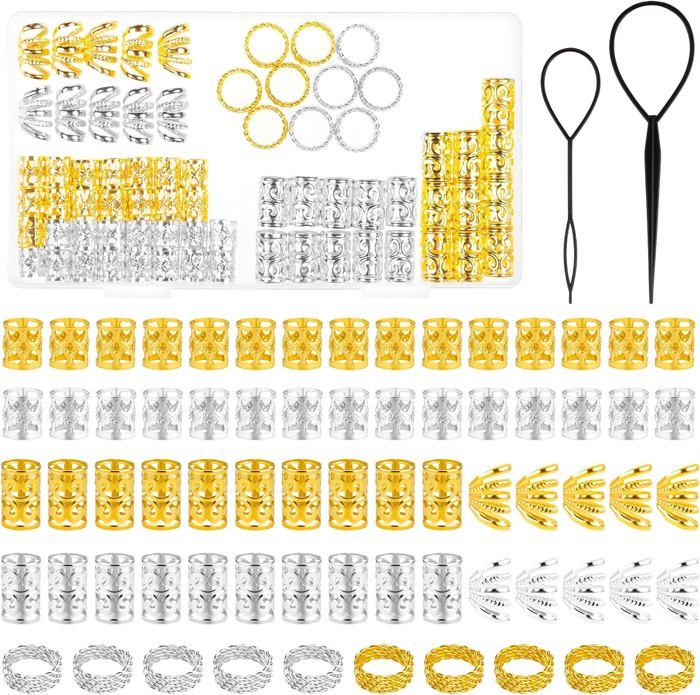 Lot De 200 Perles En Aluminium Pour Dreadlocks Et Tresses - Accessoires Cheveux YiliYa Avec Boîte