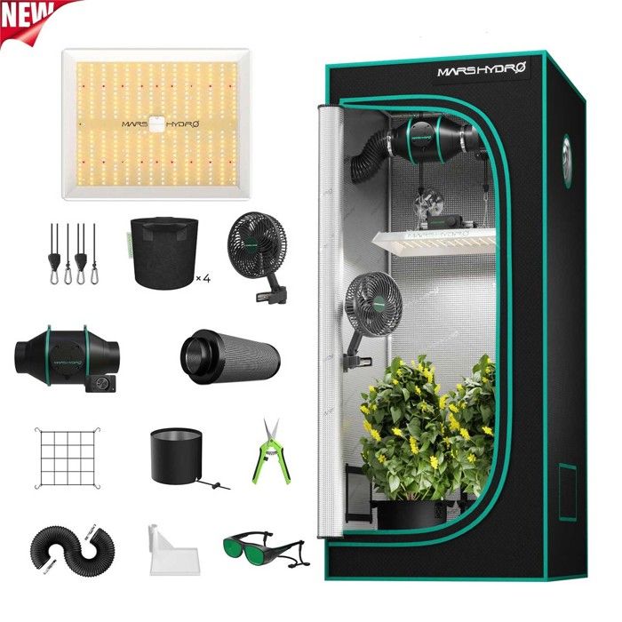 MARS HYDRO TS1000 Lampe de culture LED 80 x 80 cm Kit de tente de culture complet pour 1 à 3 plantes