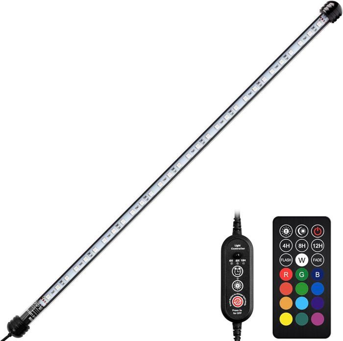 Meilleurs prix pour Lampe LED Aquarium 28 cm avec Télécommande, Lumière Submersible avec Minuterie pour Aquarium d'Eau Douce, Aquariums de 30 à 50 cm