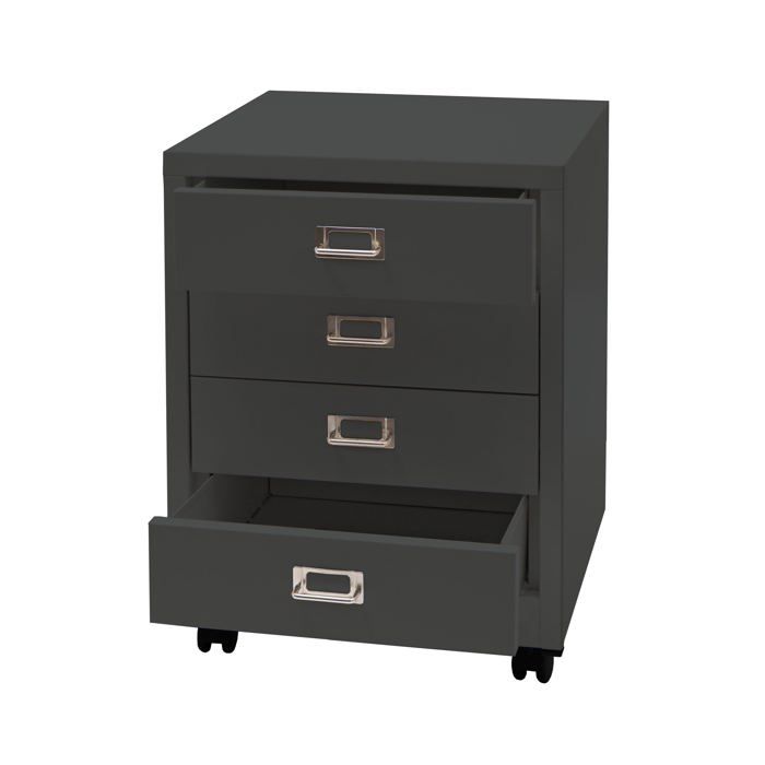 Caisson a tiroirs armoire de bureau 55x40x41 cm 4 tiroirs en acier gris fonce 04_0008267