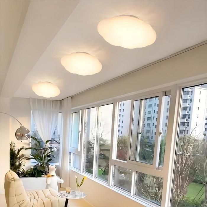 WOTTES Plafonnier LED Moderne - Luminaire Plafond Design Nuage Blanc - pour Salle de bains - Lumière Multicolore - 3pcs Ø30*30CM