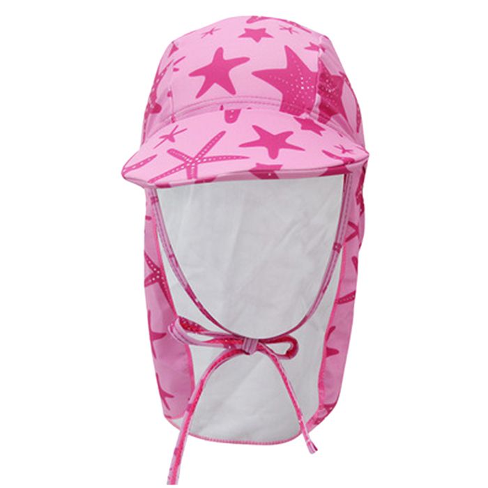 Chapeau de soleil rose pour enfants chapeau de plage dété à large bord avec rabat de cou pour la natation et les jeux sur la