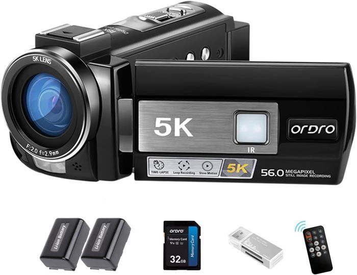 Caméscope 5K 64MP Avec Zoom 18X - WiFi, Vision Nuit IR, Écran Tactile 3" - Idéal Vlog YouTube