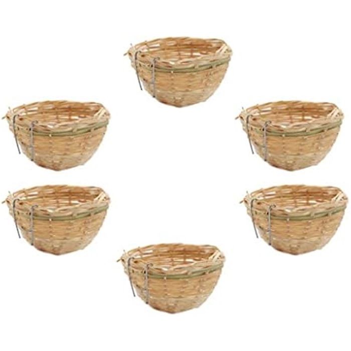 Meilleurs prix pour 6 Pièces Fait Main en Bambou en Osier en Osier pour Canari Petit Nid Doiseau pour La Suspension De La Cage