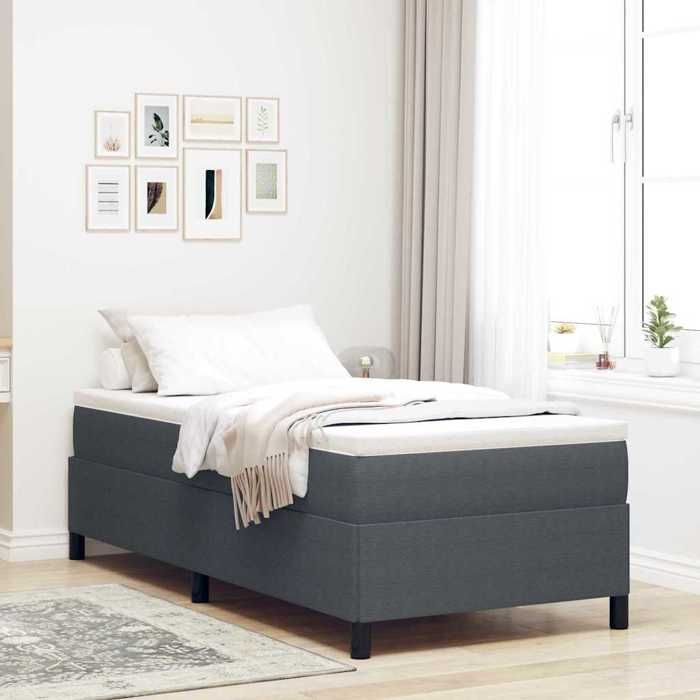 vidaXL Lit à ressorts Gris foncé 90 x 200 cm Tissu en velours côtelé 42006948