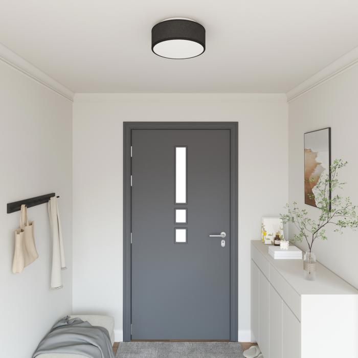 Plafonnier Noir Ø 30 cm en Tissu E27
