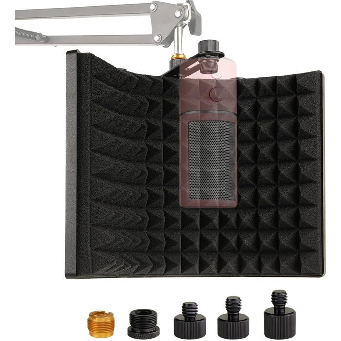 Bouclier Isolation Microphone 5 Panneaux - Filtre Anti-Pop Et Anti-Écho Portable
