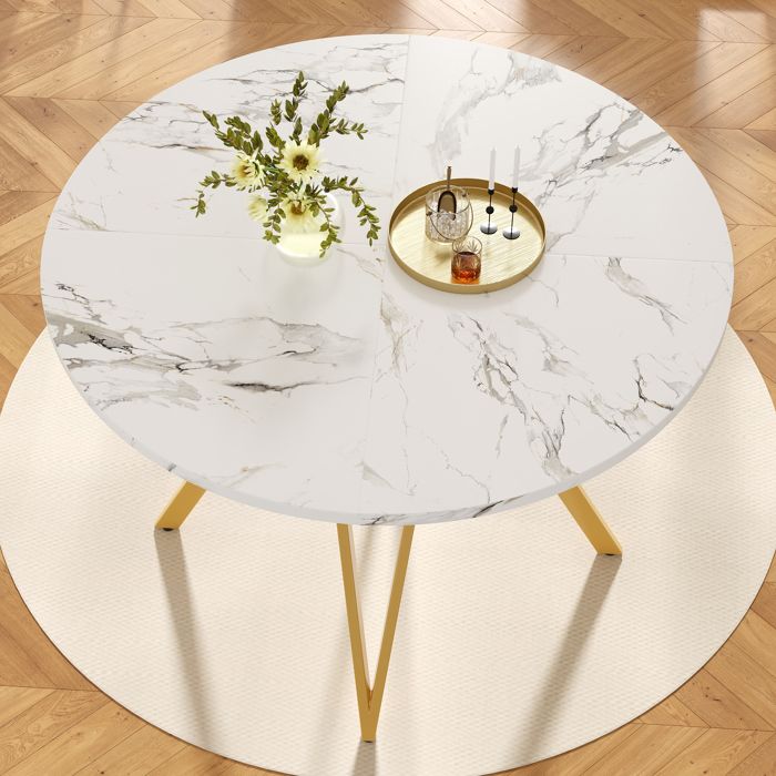 Table à Manger Ronde 100cm Moderne - Salle à Manger Cuisine Salon Marron 4-6 Personnes