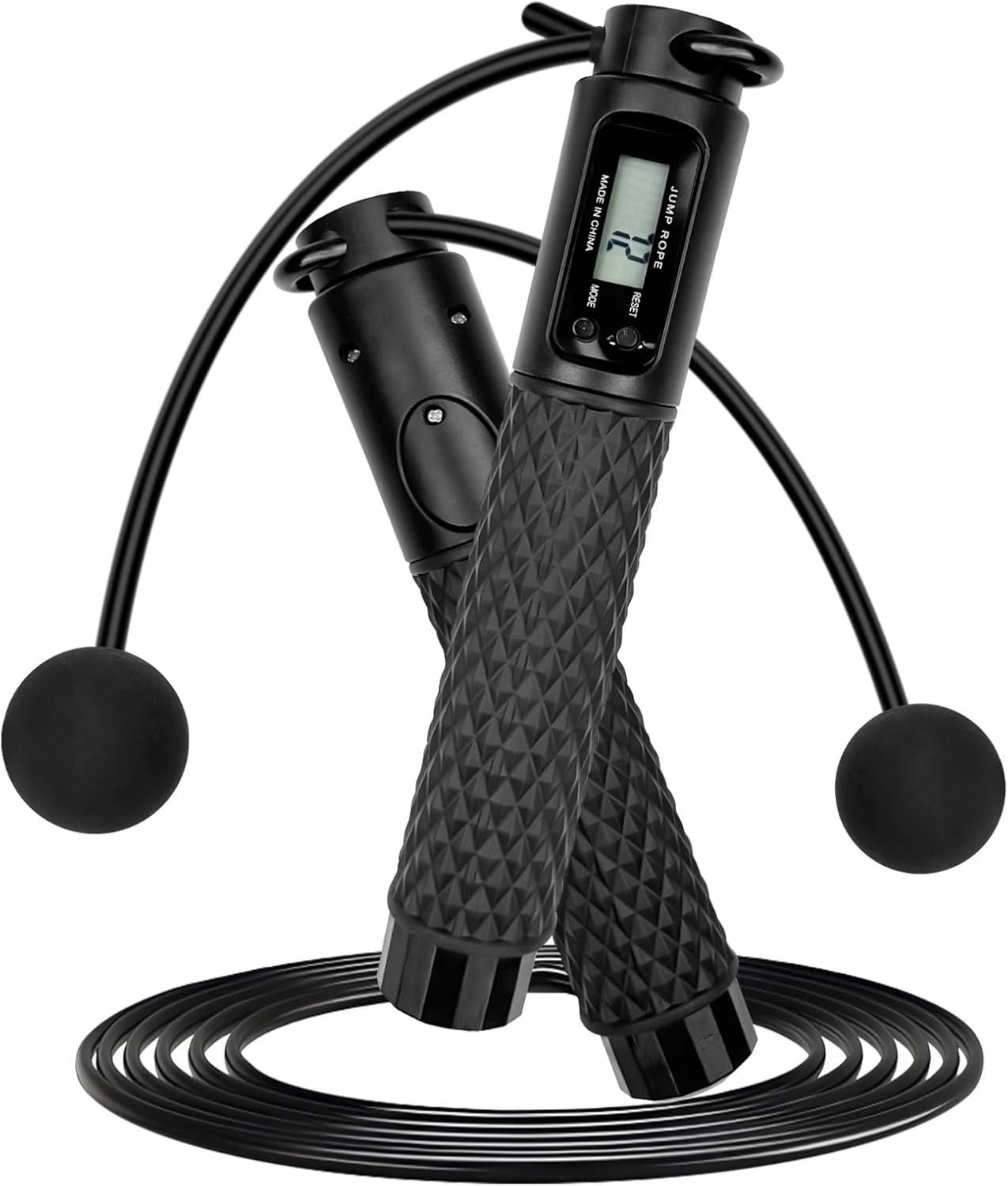 Corde à sauter intelligente S08 avec compteur électronique, équipement de fitness numérique sans fil durable noir