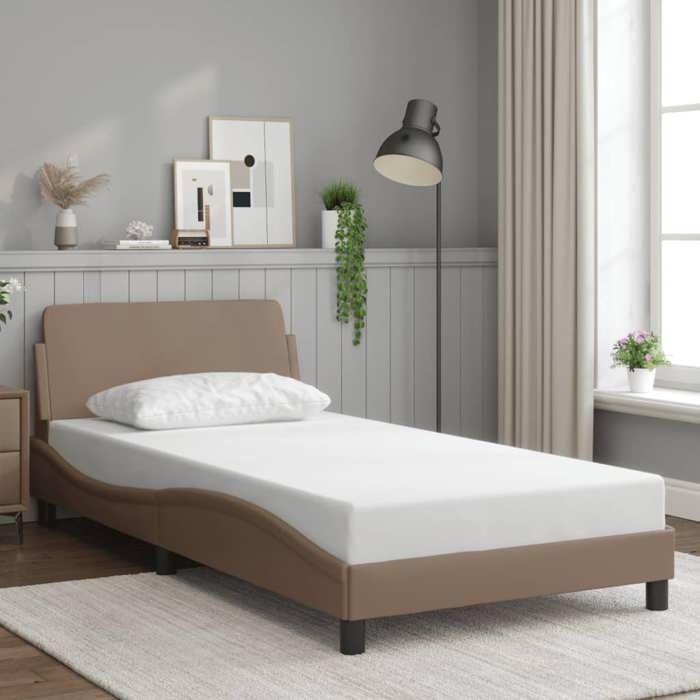 CHIC Lit adulte 1 place - 100x200 cm Structure/Cadre de lit cappuccino 100x200 cm similicuir #Sara47783