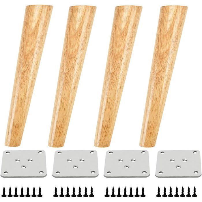 Pieds de meuble de remplacement en bois chêne avec vis et patins en feutre pour chaises et canapés YYV