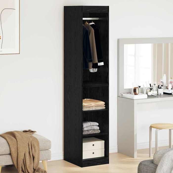 Armoire de rangement moderne - WIENS - Chêne noir - 41 x 48 x 102 cm - 3 étagères - Grand espace de rangement