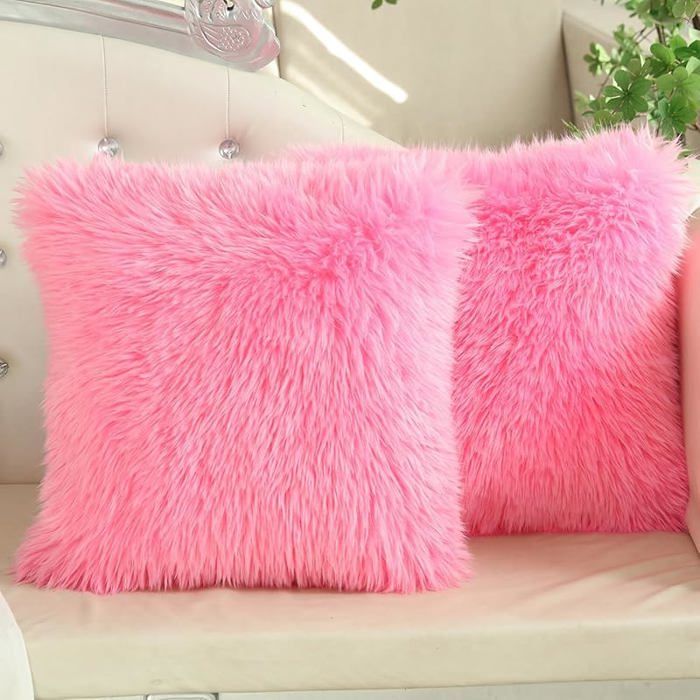 Lot de 2 housses de coussin 40x40 cm en microfibre couleur neutre TAIE OREILLER