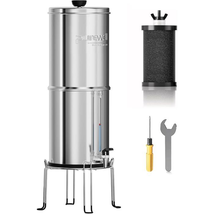 Filtre à Eau Portable Purewell 38L - Système de Filtration à 3 Étapes Réduit 99% du Chlore