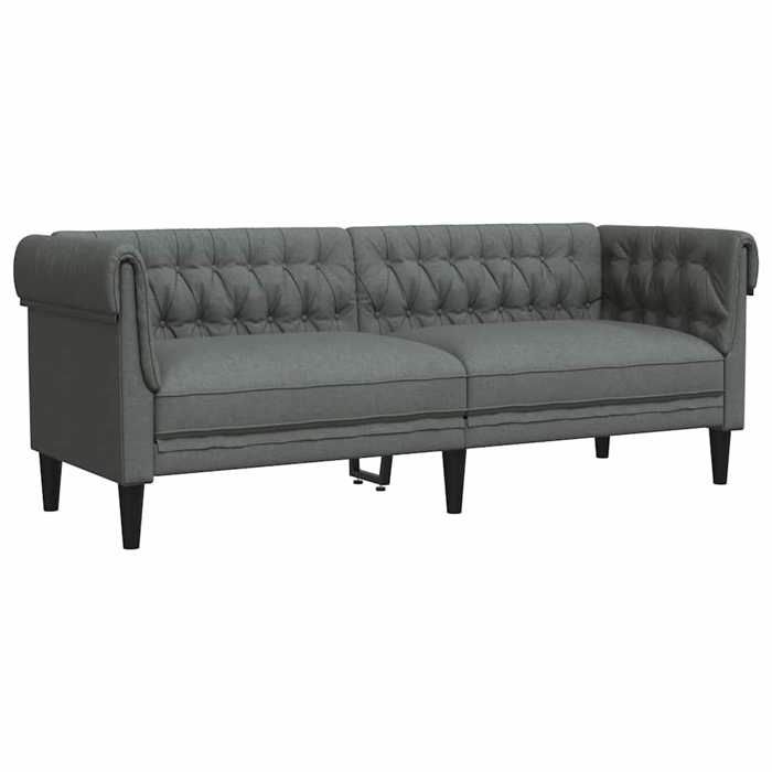 Tissu Sofa Fixe - LEMON - Canapé Chesterfield 3 places - 100 % polyester - gris foncé 201.5x74.5x74.5 cm SS677