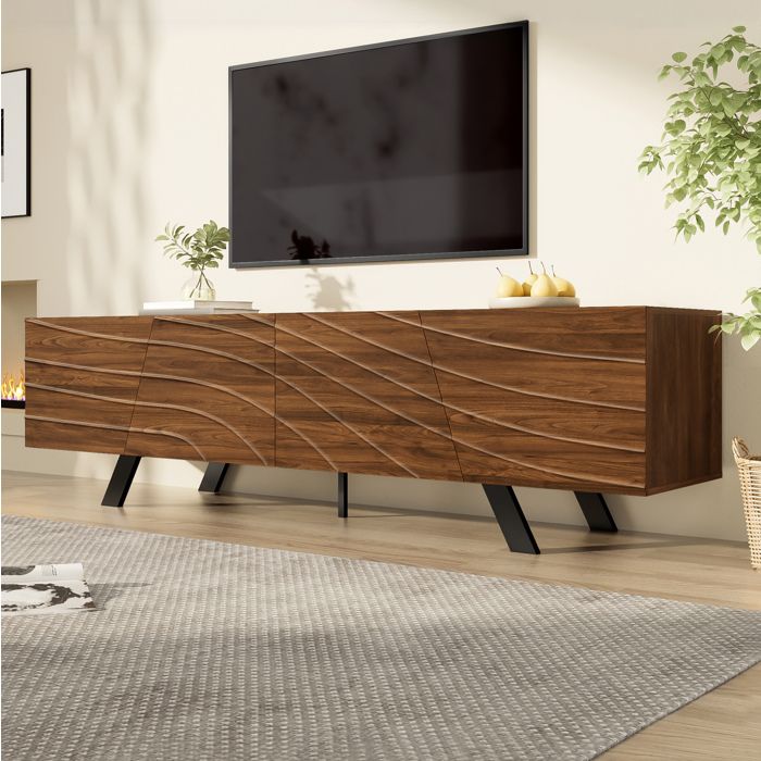 HOMVRA Meuble TV 160x39x50.5 cm avec gestion des câbles en MDF marron