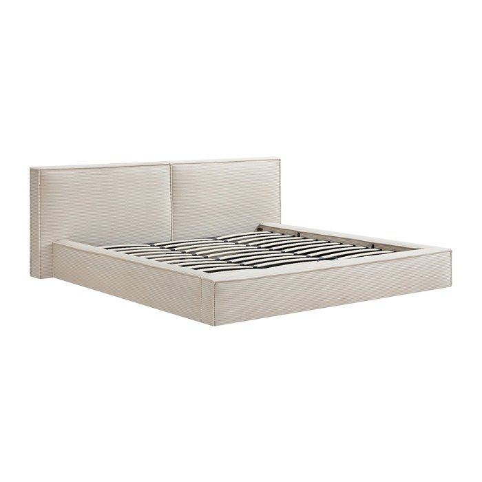 Lit coffre 180 x 200 cm – Velours côtelé – Beige - TAVESO
