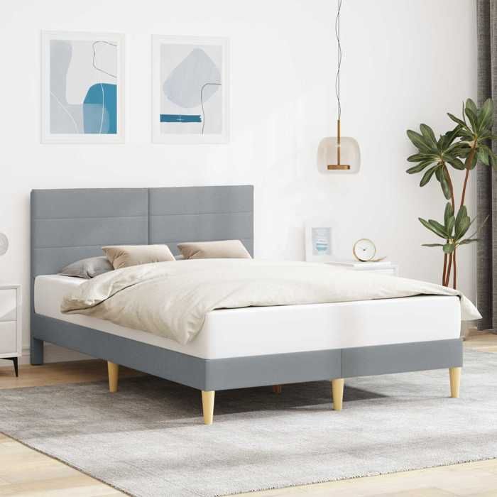 vidaXL Cadre de lit avec tête de lit Gris clair 140 x 200 cm Tissu 42027588