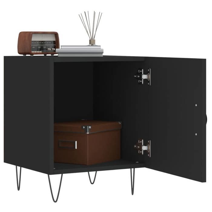 Table de lit - Noir - Armoire de chevet - 1 PC - noir 40x40x50 cm bois d’ingénierie T4022
