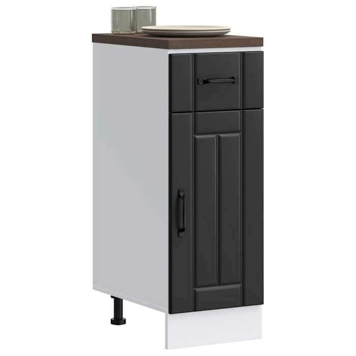 BUFFET de cuisine - Vaisselier/Armoire rangement - Lucca noir bois dingénierie 30x46x81.5 cm L445
