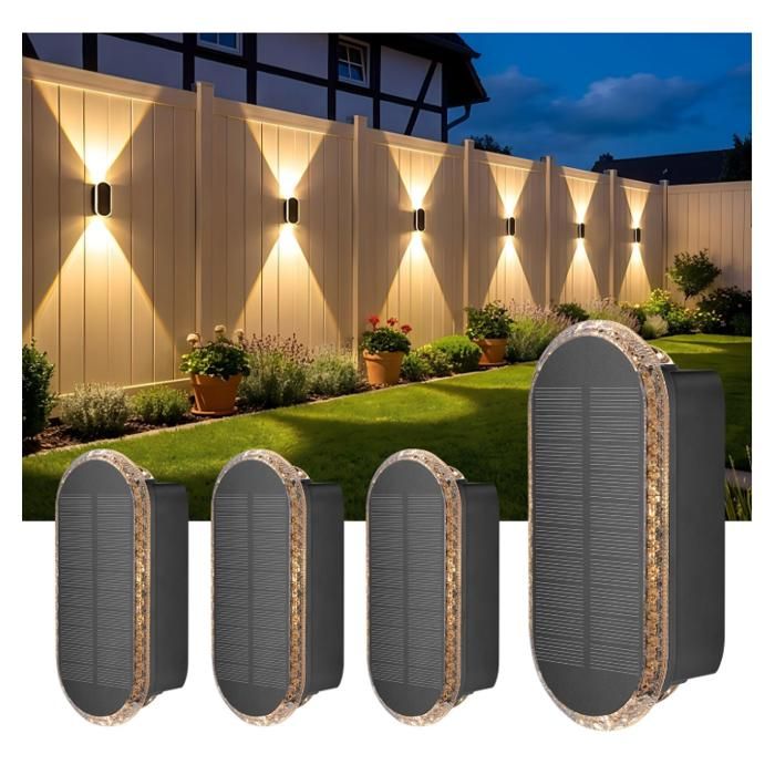 Lampe Solaire Exterieur Applique Lot De 4 Up and Down LED lumiere Murale Jardin 1200mAh IP65 Étanche 3000K 4000K 6500K Éclairage