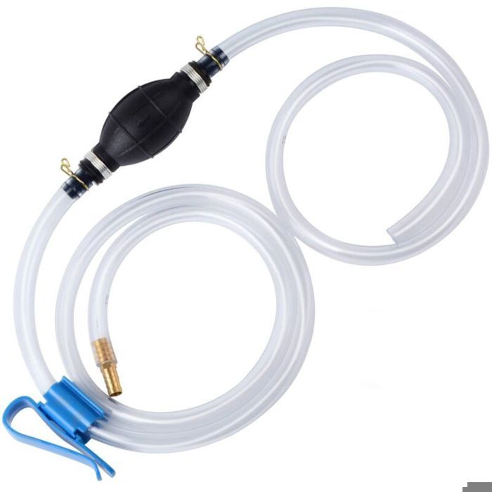 Pompe à essence 10 mm pompe de transfert manuelle avec tuyaux de siphon en PVC résistant de 2 m (14 mm) et 2 colliers de serrage