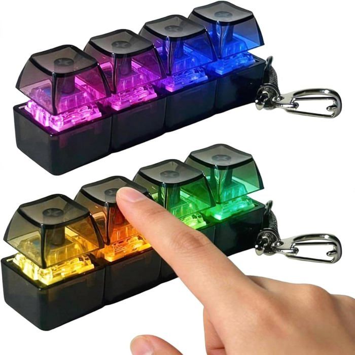 Lot De 2 Claviers Anti-Stress - 4 Boutons Et 7 Couleurs Clavier Lumineux Jouet Anti-Stress, Clavier Mécanique Lumineux RGB À Cliquet