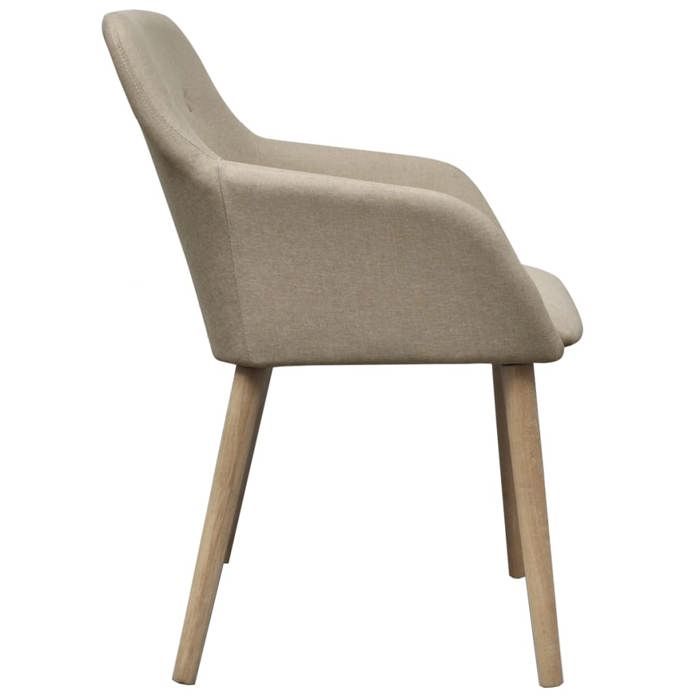 Chaises cuisine(2 pcs) - Beige - Chaises à manger - 2 personnes - beige tissu et chêne massif 52x57x76.5 cm F2929