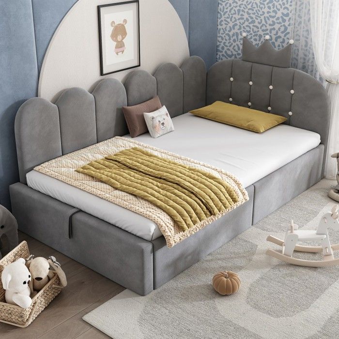 Banquette-lit capitonnée 90x200cm velours gris motif ajouré canapé-lit dangle rangement hydraulique lit dappoint Sans Matelas Banquette-lit capitonnée 90x200cm velours gris motif ajouré canapé-lit dangle rangement hydraulique lit dappoint Sans Matelas