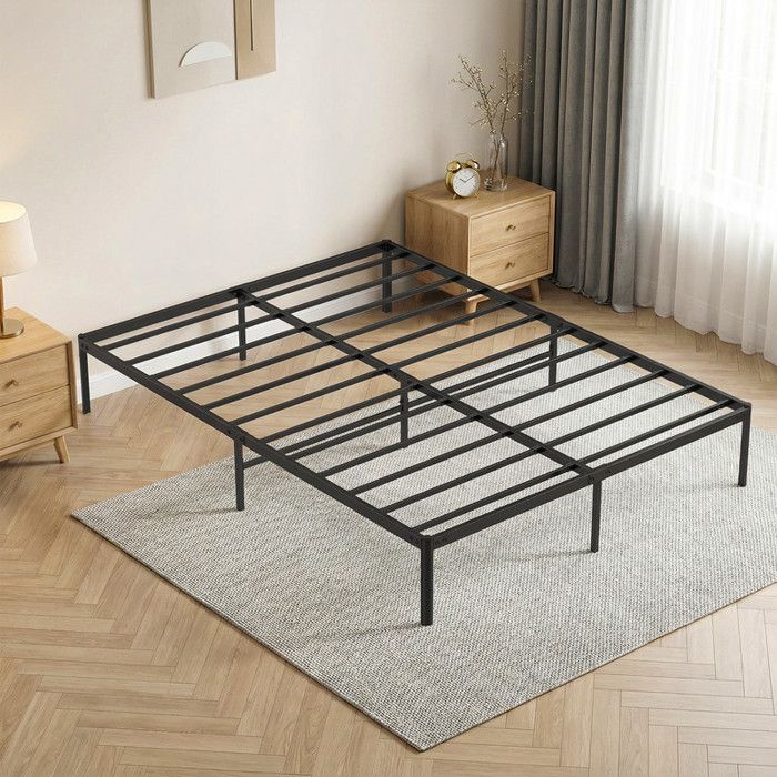 Lit enfant moderne en métal robuste avec sommier à lattes — 30 cm espace rangement sous-lit charge 250 kg pour chambre ou dortoir