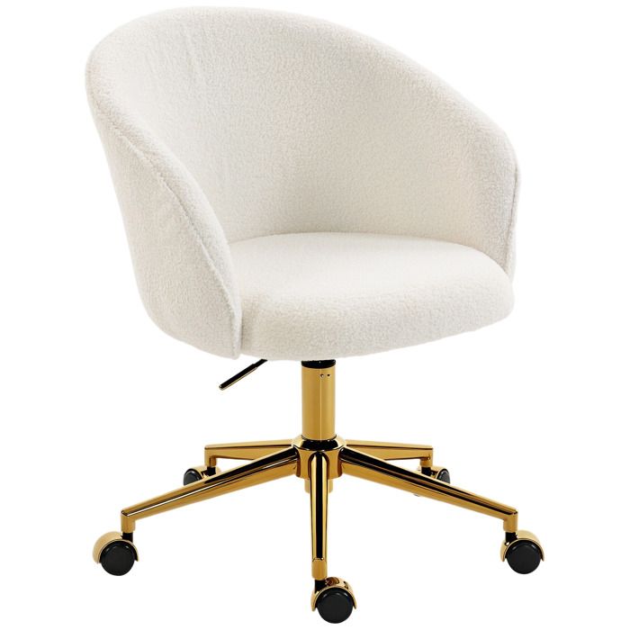 LIA Chaise de bureau fauteuil de bureau ergonomique réglable en hauteur siège pivotante piètement en acier crème