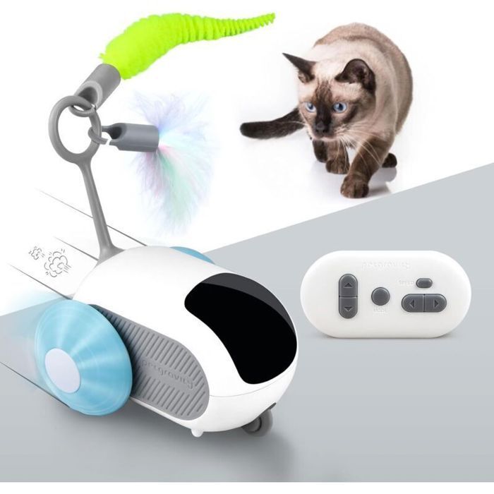 Jouet chat télécommandé Nosheir – 2 vitesses mode auto plume – pour chats adultes exercice et anti-stress
