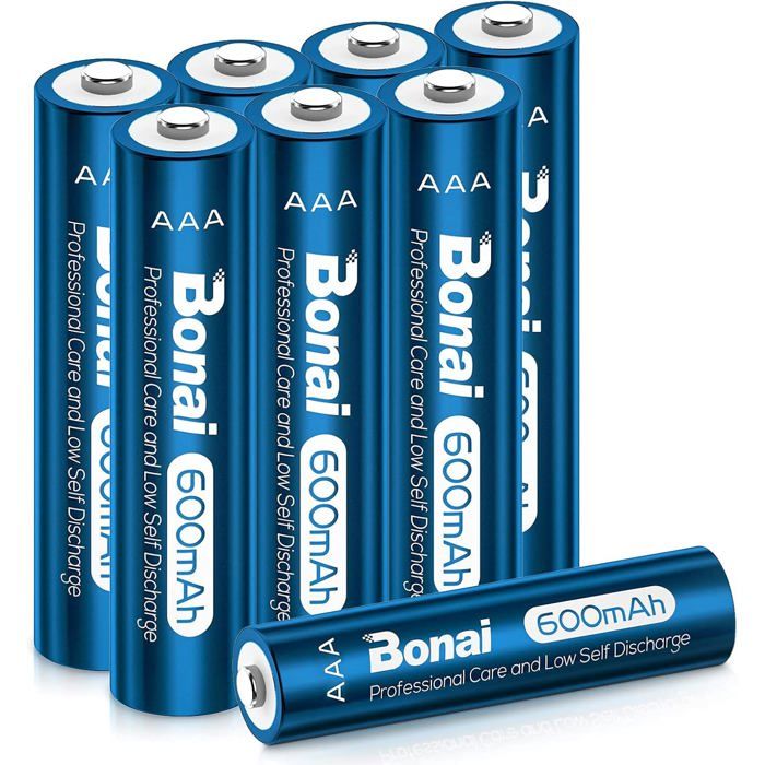 8*Piles Rechargeables AAA 1.2V Ni-MH 600mAh Batterie AAA Rechargeables Grande Capacité 1200 Cycles Auto-décharge pour Lampes