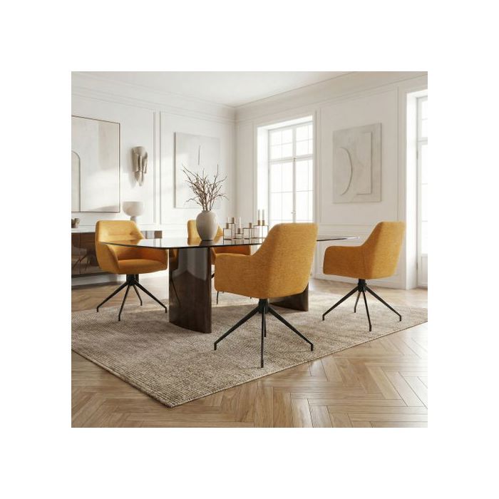 Lot de 2 chaises avec accoudoirs pivotantes tissu jaune - MORINI