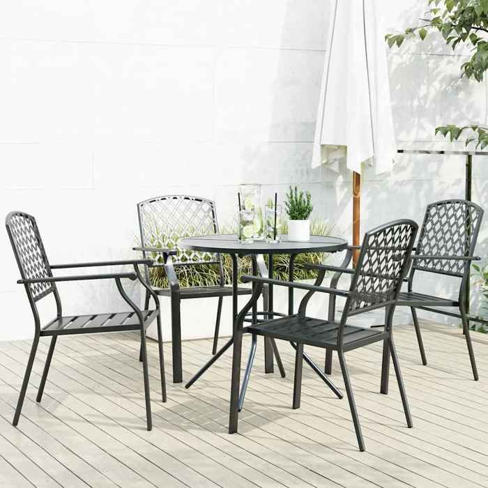 Anthracite Ensemble de chaises de jardin empilables 5 pcs anthracite - Meuble de balcon LV56125