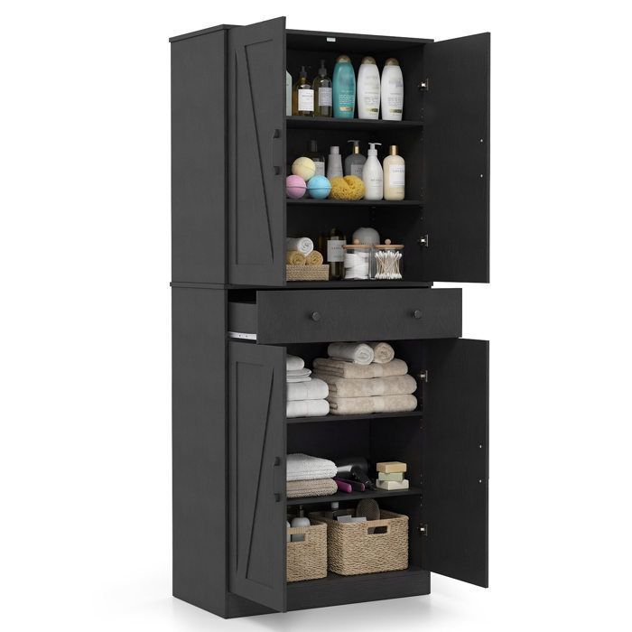 Style campagne armoire de cuisine 183 cm rangement avec 4 portes grange tiroir et étagères réglables