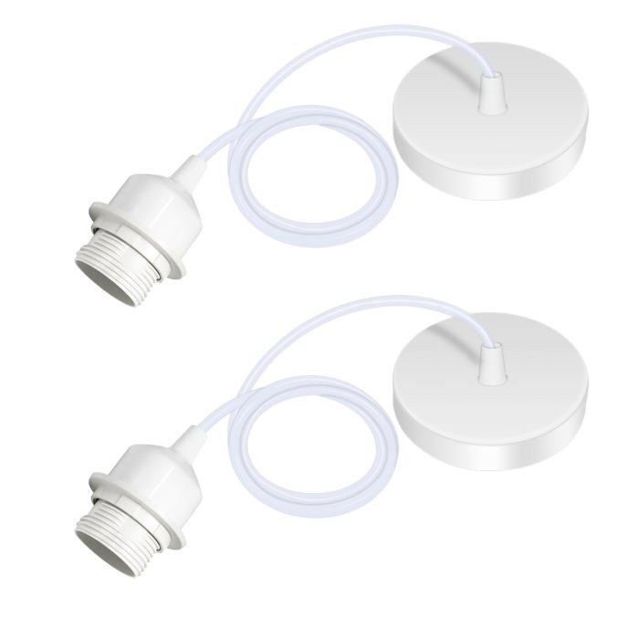 Lot de 2 suspensions E27 avec bague de serrage câble réglable de 100 cm compatible avec abat-jour pour salon