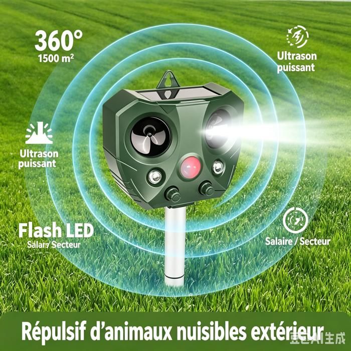 Dispositif professionnel ultra-sons pour rongeurs et animaux sauvages couverture 1600m² bas bruit design mince 2027