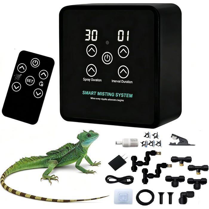 Brumisateur Terrarium Système de Brumisation Intelligent pour Reptiles avec Minuterie et Télécommande Humidificateur pour Reptiles