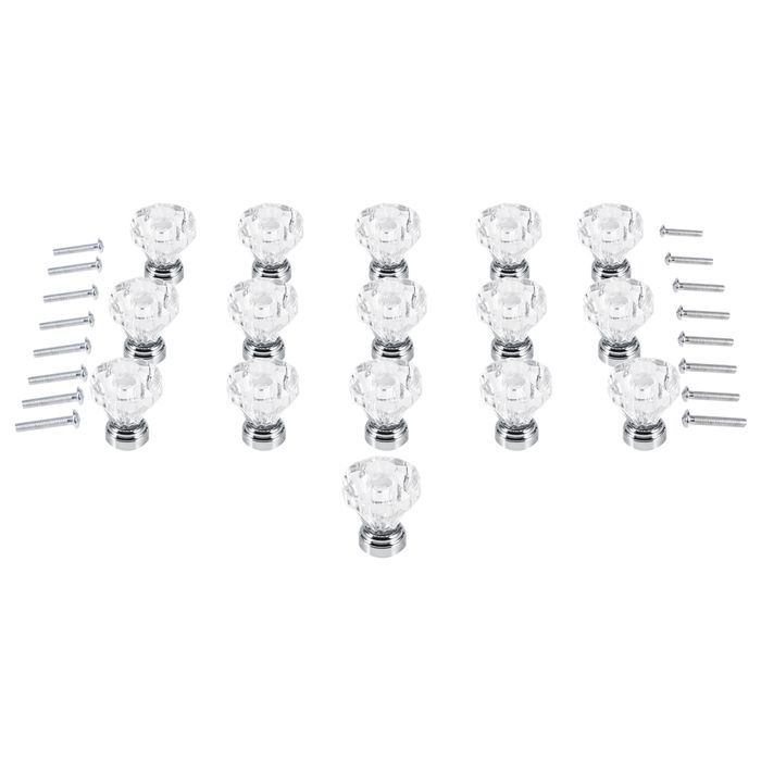 16 pièces 25mm forme de diamant boutons en acrylique meubles tiroir armoire armoire armoire tirer poignée
