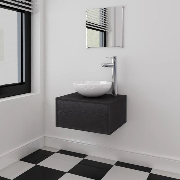 wxs ensembles de mobilier meubles de salle de bains trois pièces céramique aggloméré 40 x 34 x 20 cm noir