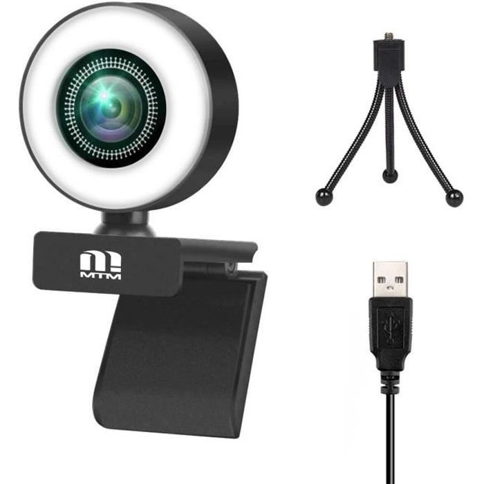 cam Full HD 2k avec micro integre Windows 10 7 8 XP, USB Plug et Play pour PC Mac