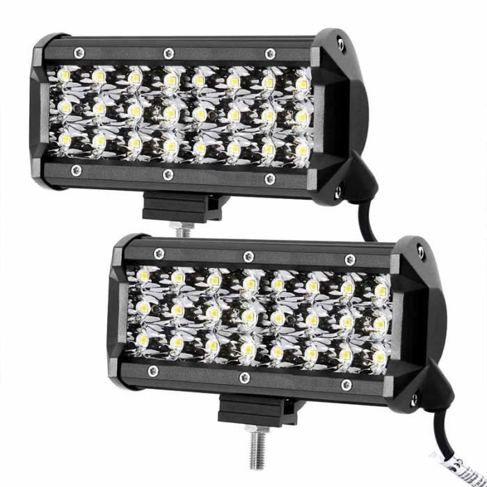 Lot 2 Phares LED Travail 5 Pouces 72W - 3000K Jaune Anti-brouillard, IP67, 12V/24V, Pour 4x4, Camion, Tracteur, Off-road